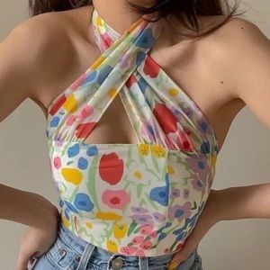 With Jean Tulip Top in Garden Party - Size Small